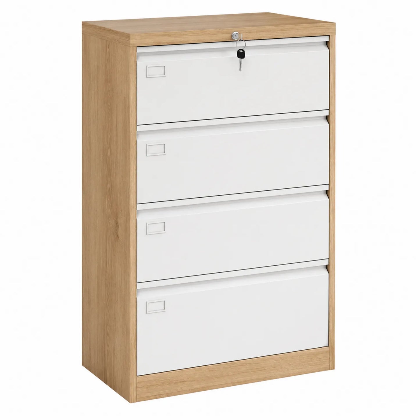 Komoda z Czterema Szufladami MDF i Metal, Dąb/Biały, 80x40x120 cm