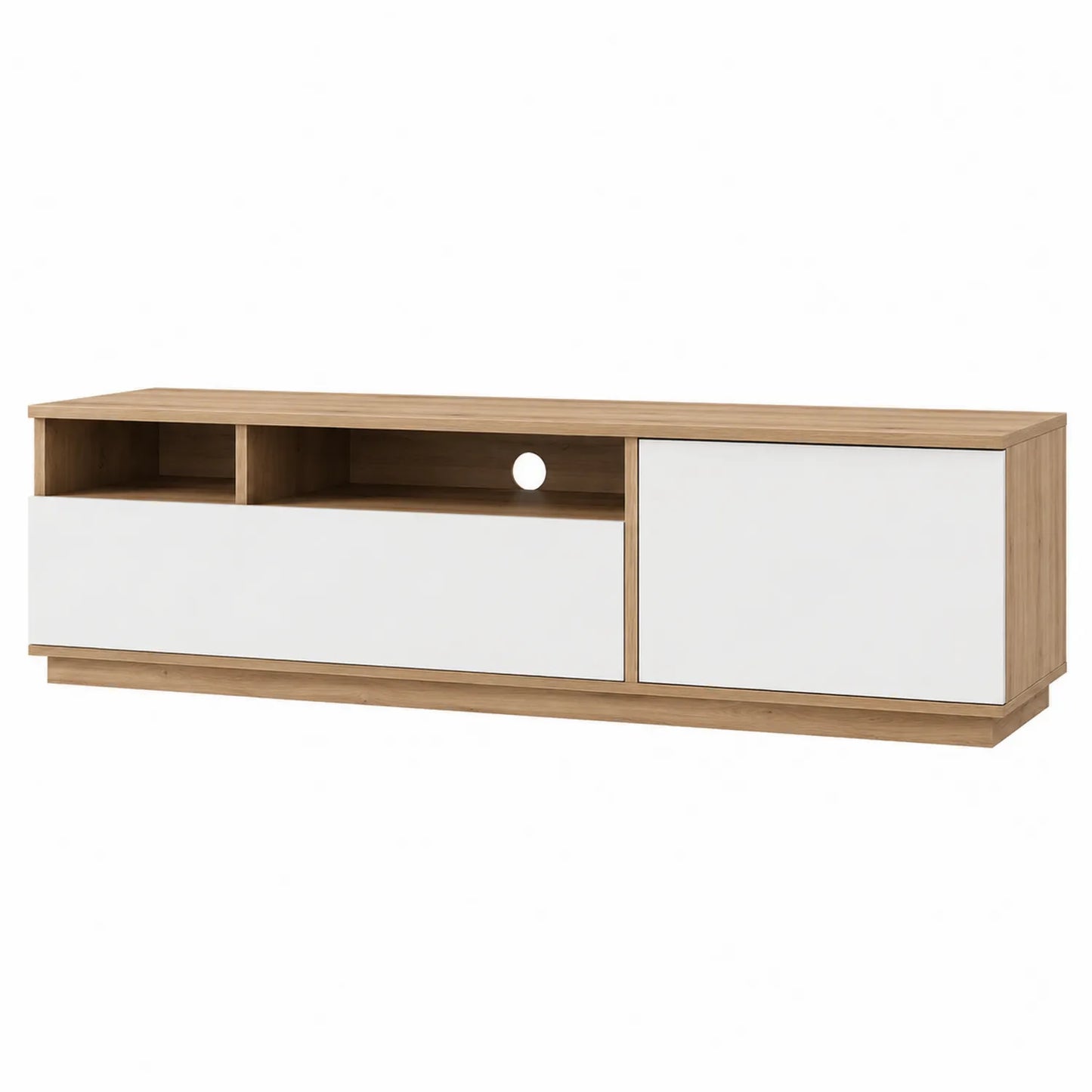 Drewniana szafka RTV z białymi frontami 120x40x35 cm