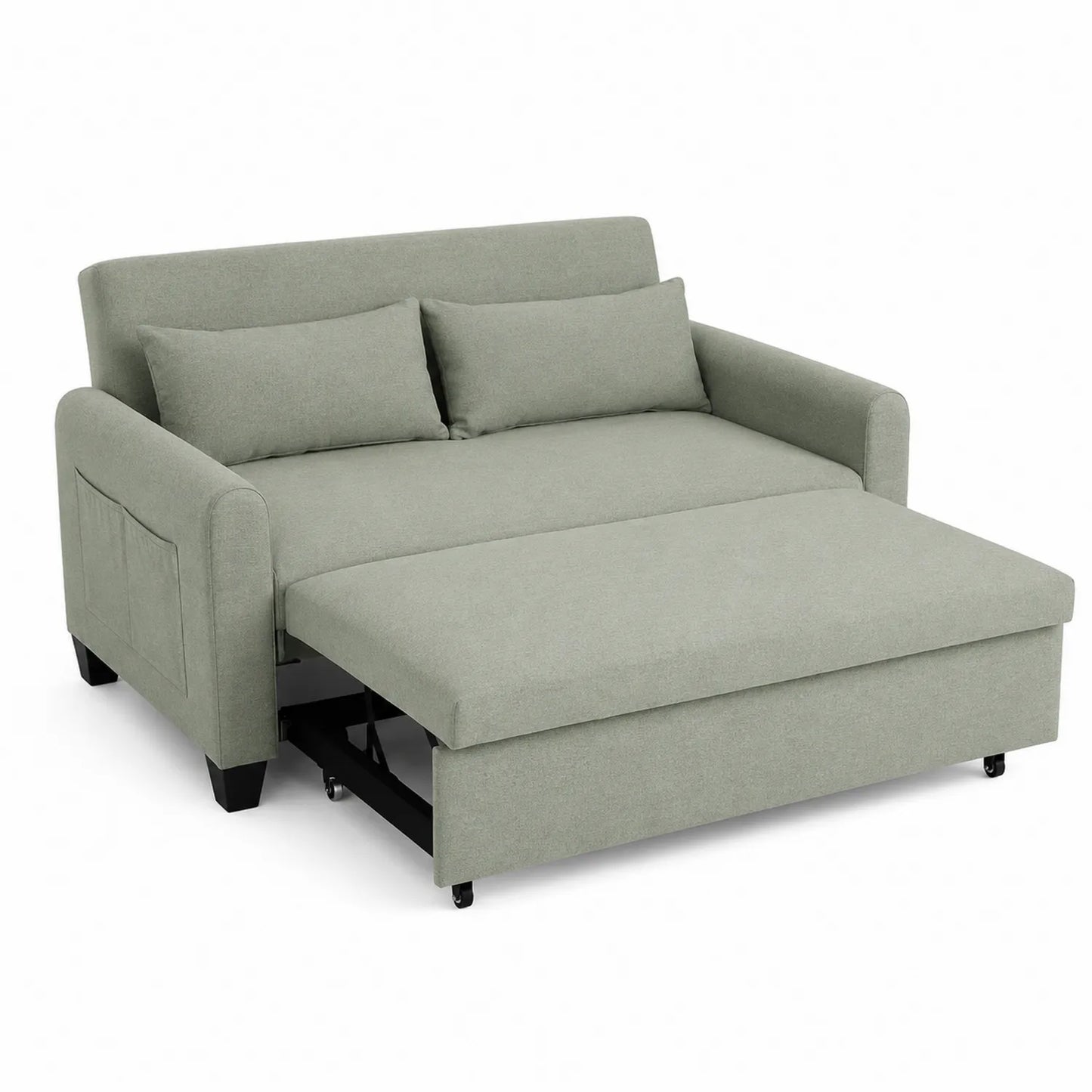 Sofa rozkładana z poliestru zielona z funkcją spania