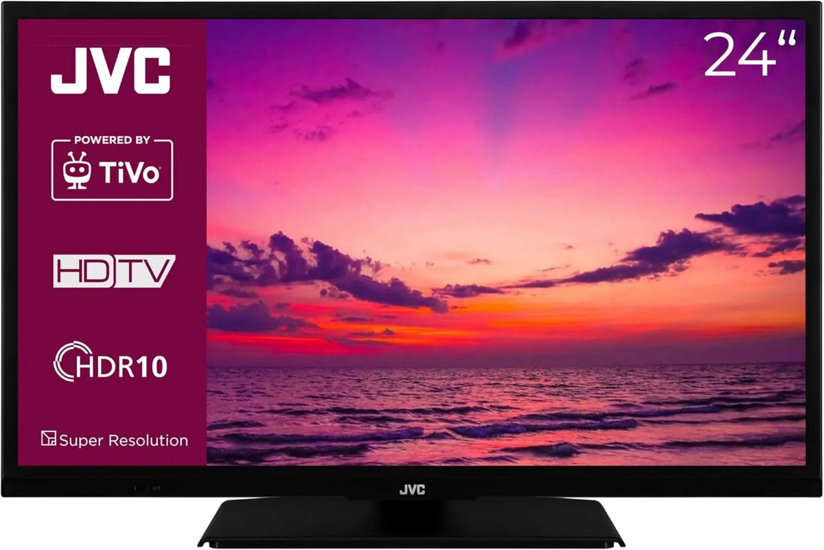 JVC telewizor, LT- 24VH5455 Smart TV, 24 cali, TV, HDR, potrójny tuner DVB- T2, S2, 6 Miesiąc HD + Wliczone, HD- Ready LT-24VH5455 DVB-T2