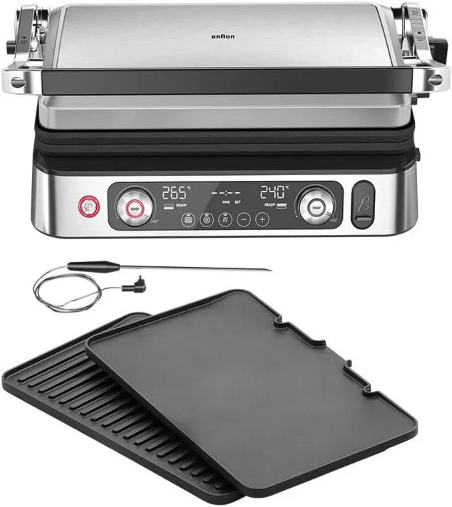 Braun CG 9160 grill elektryczny, 2200 W, 2200W, stal nierdzewna, funkcja grilla, MultiGrill 9 Pro, grill elektryczny z 2 niezależnymi termostatami