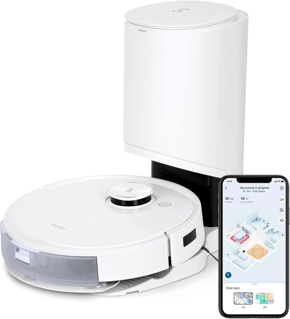 ECOVACS robot sprzątający, Odkurzacz, DEEBOT, efekt 3D, moc ssania 3000 Pa, karty 3D