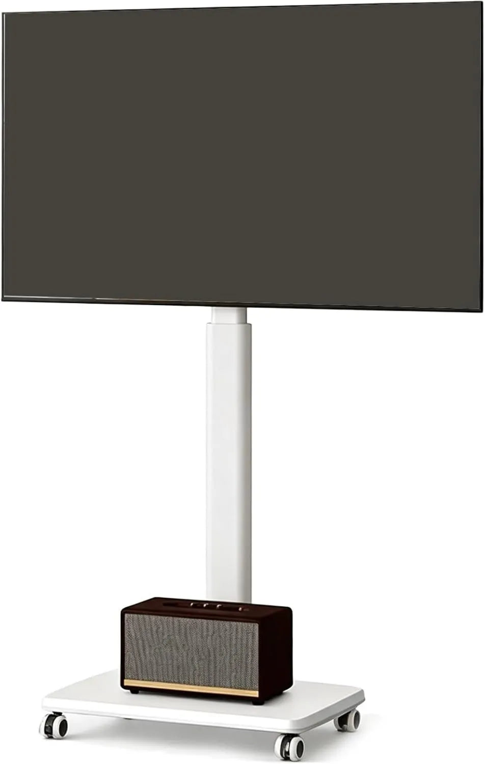 LXRHLIKG, Szafka TV, 85 cali, 600x400 mm, biała, walcowana na zimno, załadunek do 50 kg, obrót ± 35 °, VESA Max, podparcie stopy TV, Regulacja wysokości