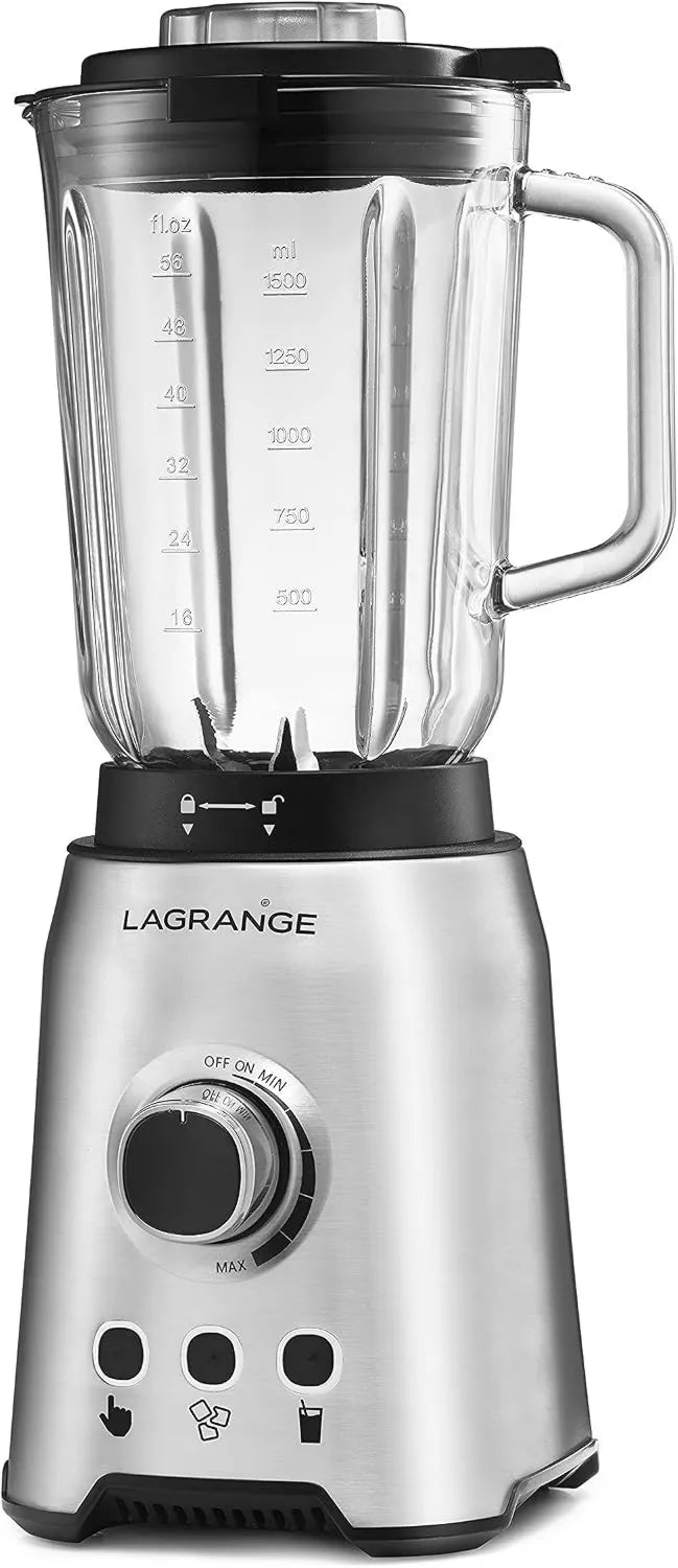 LAGRANGE blender kielichowy, Mikser, 2 l, 1200 W, 3 programów, stal nierdzewna, 6 ostrzy ze stali nierdzewnej, 609021, LAGRANG