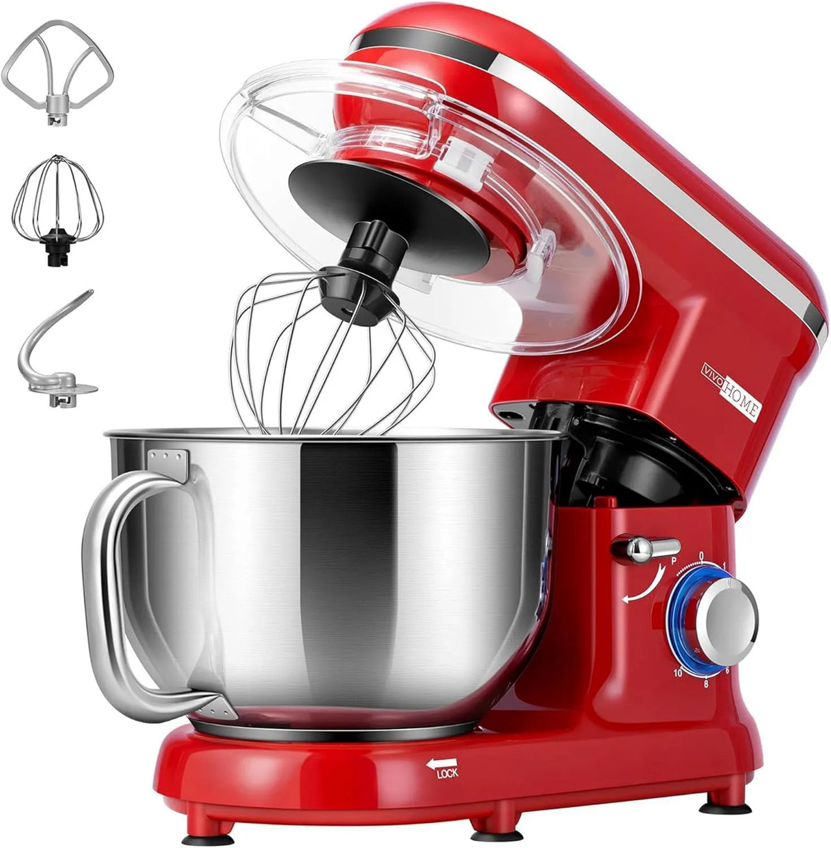 VIVOHOME mikser planetarny, Robot, 5, 7 l, 1500 W, stal nierdzewna, 10 prędkości, do ciast z makaronem