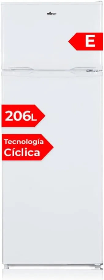 NILSON lodówka do zabudowy, Lodówka NF145500E, 206 l, 40 dB, klasa energetyczna E, biały, 2 drzwi, cykliczny, silnik uniwersalny, drzwi odwracalne, otwarcie bez ręcznego otwierania