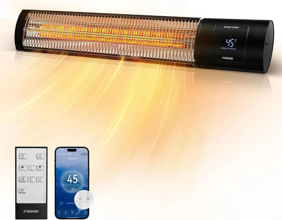 ZMISHIBO, Grzejnik elektryczny, 2000 W, zewnątrz, IP65, blokada, ekran LED, APP, 4 Moc