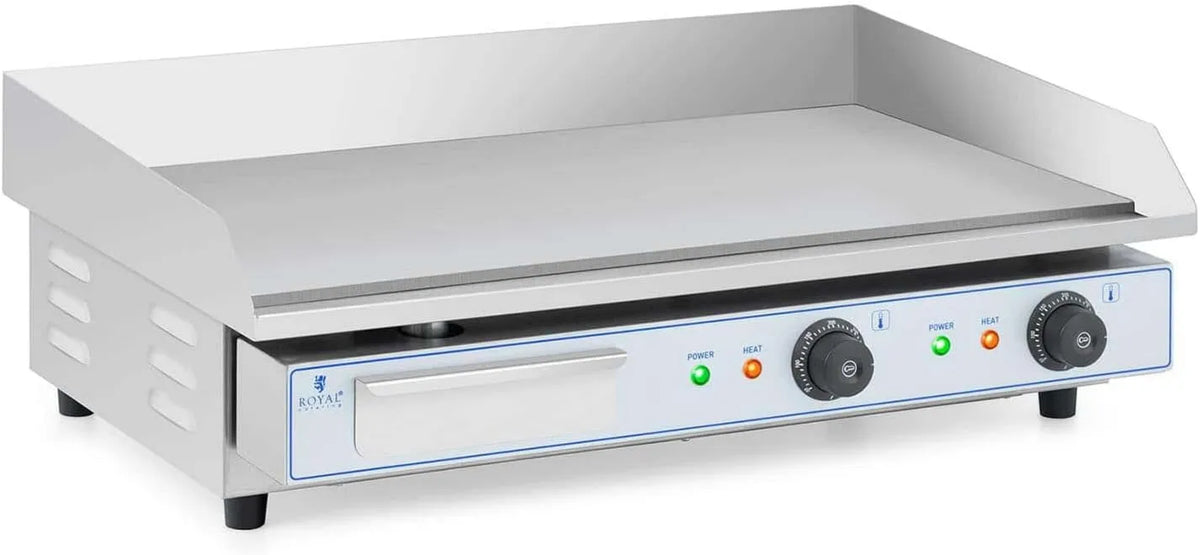Royal Catering Gastro elektryczna płyta grillowa, 2200 W, 400 mm, 730 x 400 mm, stal nierdzewna, funkcja grilla, gładka powierzchnia grillowania