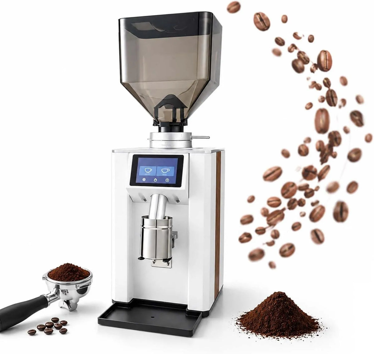 QFGain, Mill, Silnik, młyn do ziaren kawy, 320 W, 500 g, dotyk, profesjonalny, biały, dla La Maison biały