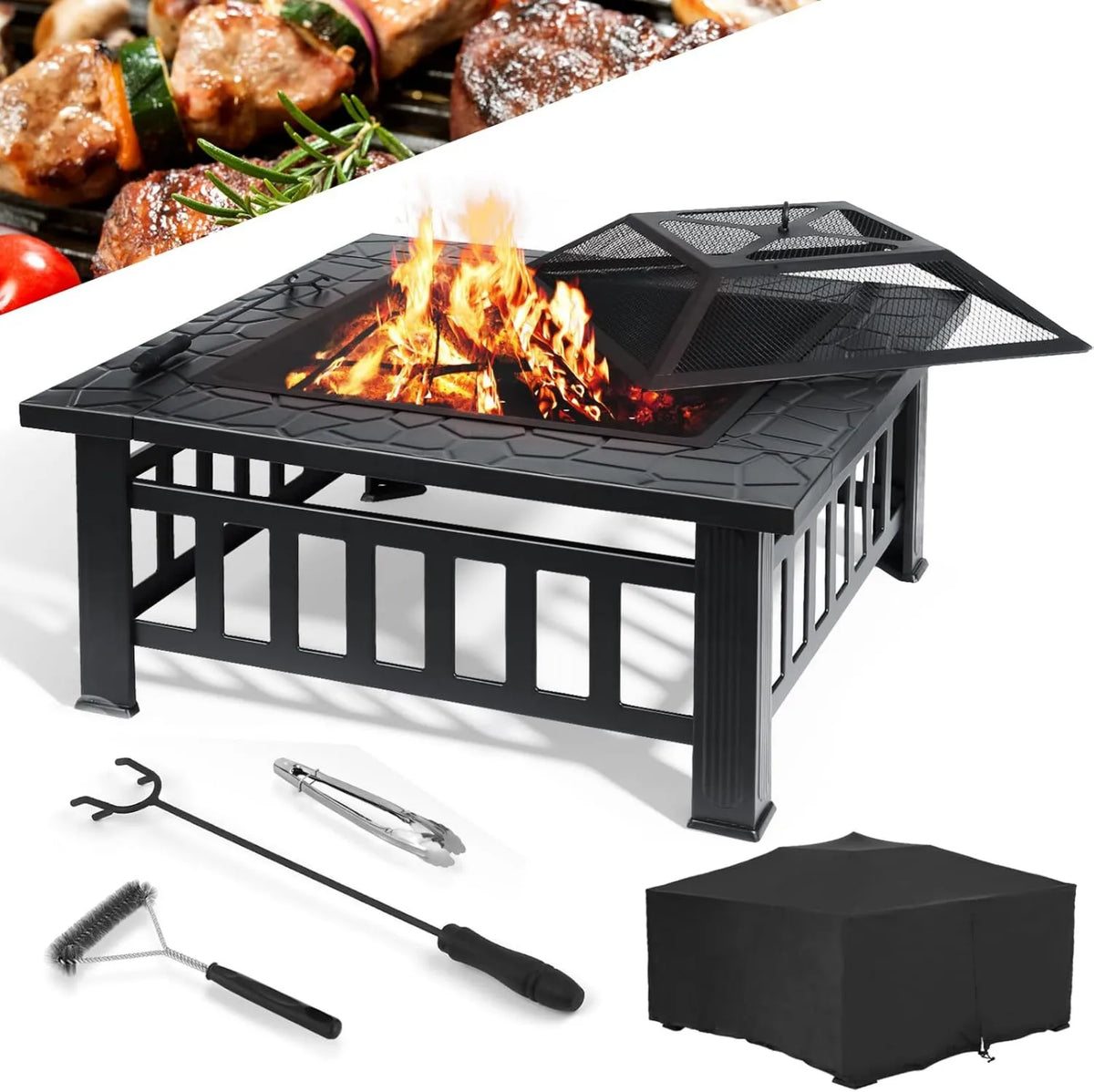 LIFERUN, Grzejnik elektryczny, 81 cm, plener, grill, Brasero Poza grillem 81 cm, 4 szt. Stopa, zaciski Gril