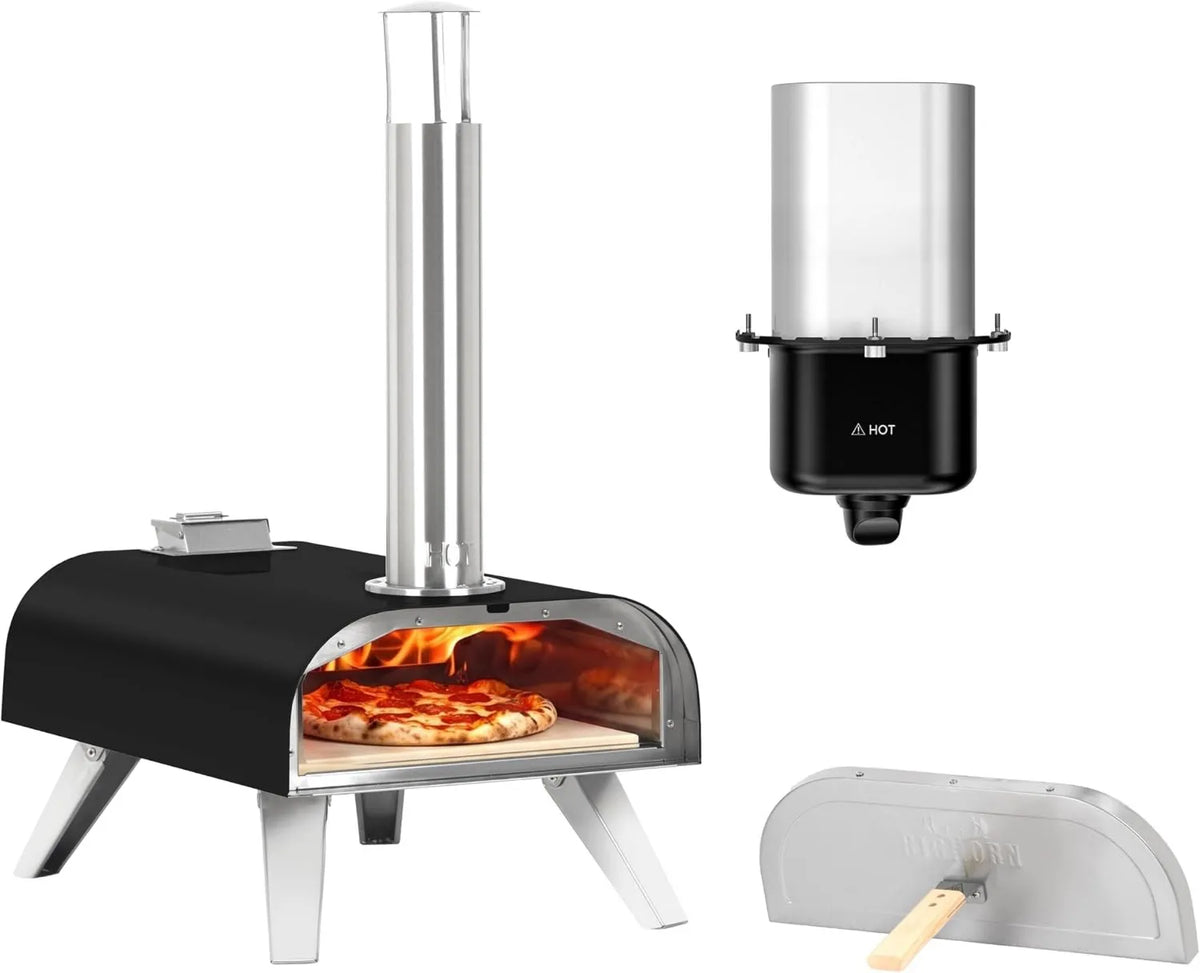 BIG HORN, Pizza piekarnik elektryczny, BIGHORN, przenośne, czarne, Pizza kamień i housette included