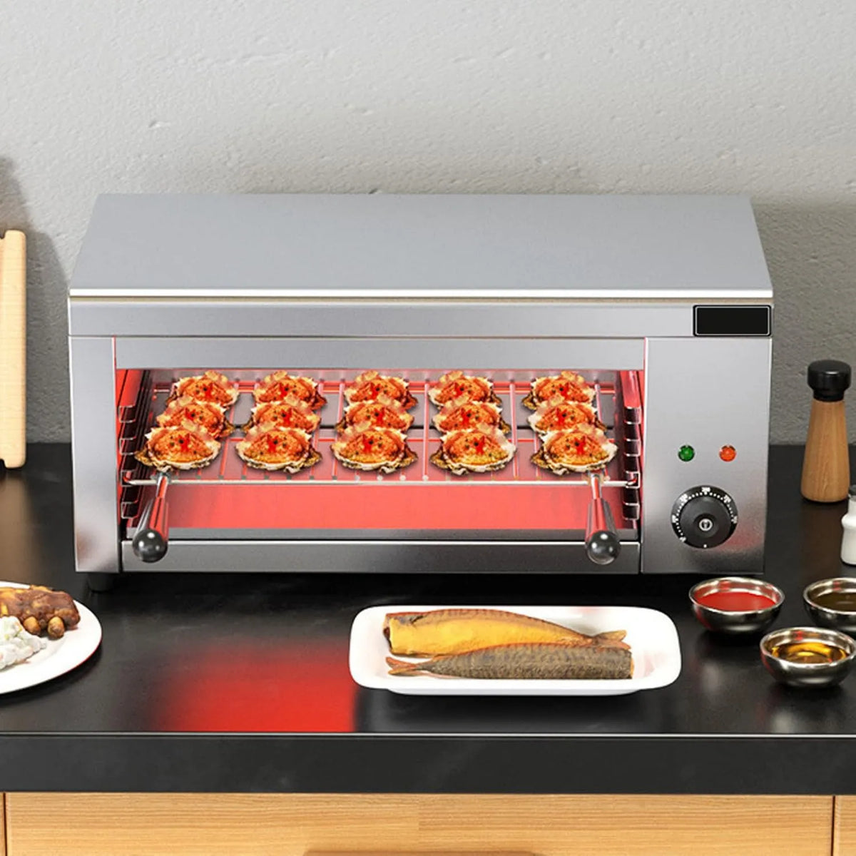 BeoyNot, Gadżety i urządzenia kuchenne, do mięsa stekowego, Gril BBQ na zewnątrz elektryczne 2000 W, 50- 300°C i 4 Heights, Oddzielne Tray oleju i 2 Płyty