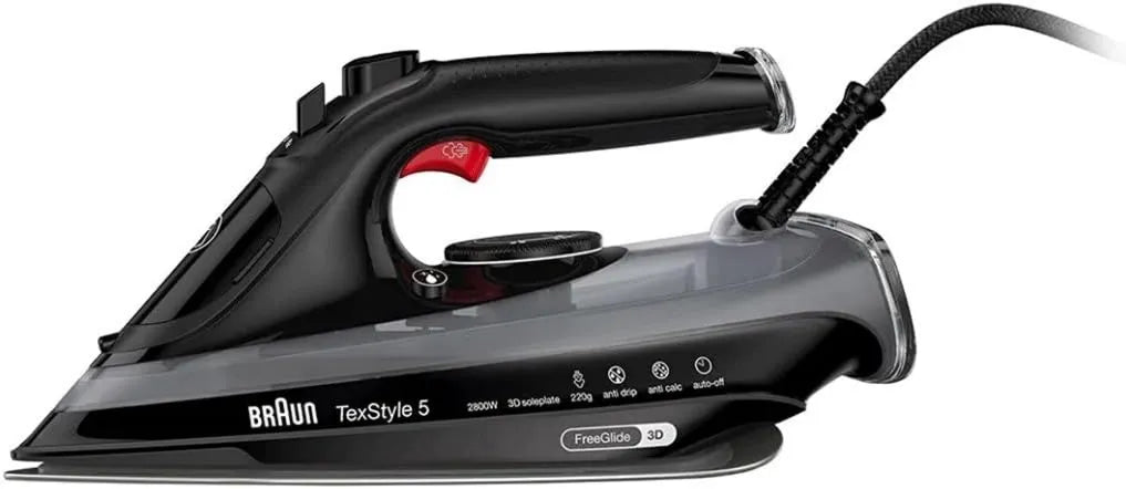 Braun żelazko parowe, SI 5088 TexStyle 5 BK Suche lub parowe żelazko EloxalPlus soleplate 2800 W czarny