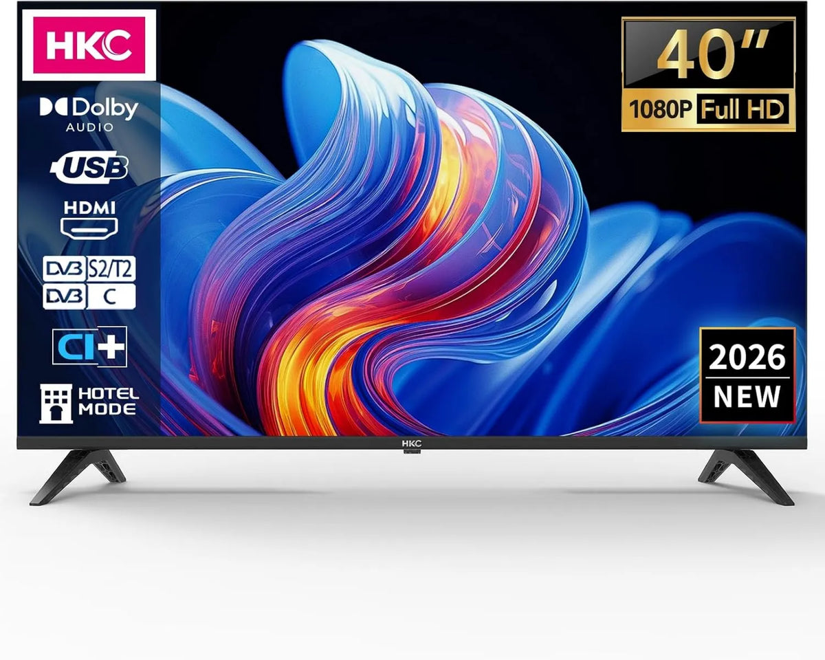 HKC telewizor, Smart TV, 40 cali, TV, H40Q1F- NS, potrójny tuner DVB- T2, S2, dźwięk Dolby, HDMI, USB, Full HD, Dolby Audio, 100 cm, CI, Multimedia Player H40Q1F-NS DVB-T2