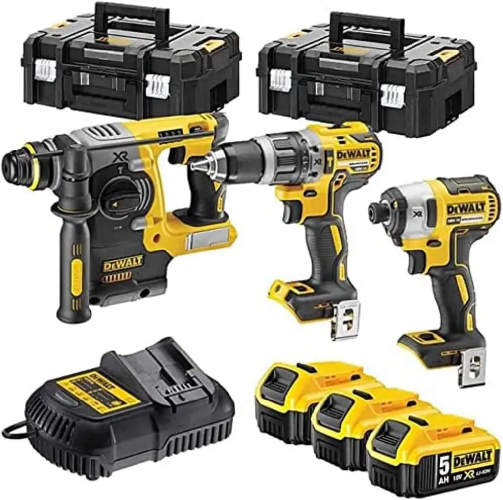 DeWalt DCK368P3T-QW wiertarka, 420 W, silnik bezszczotkowy, Zestaw 3 narzędzi XR 18 V bezszczotkowa wiertarka kompaktowa wkrętarka, wkrętarka udarowa