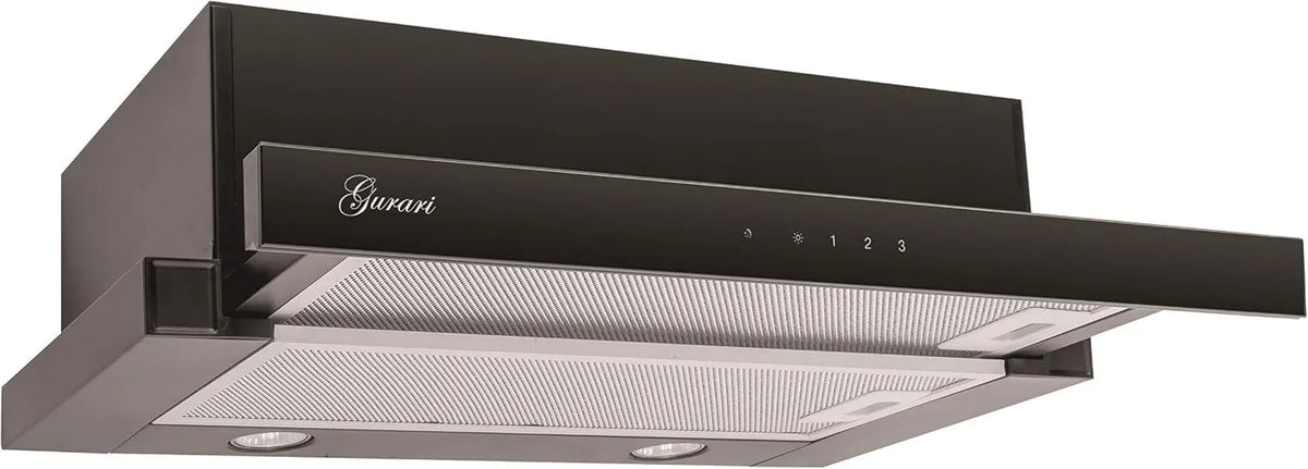 Gurari okap kuchenny, Okap próżniowy, 60 cm, 1000 m3 / h, dający się wstawić, czarny, GCH 117 BL, oświetlenie LED m3/h