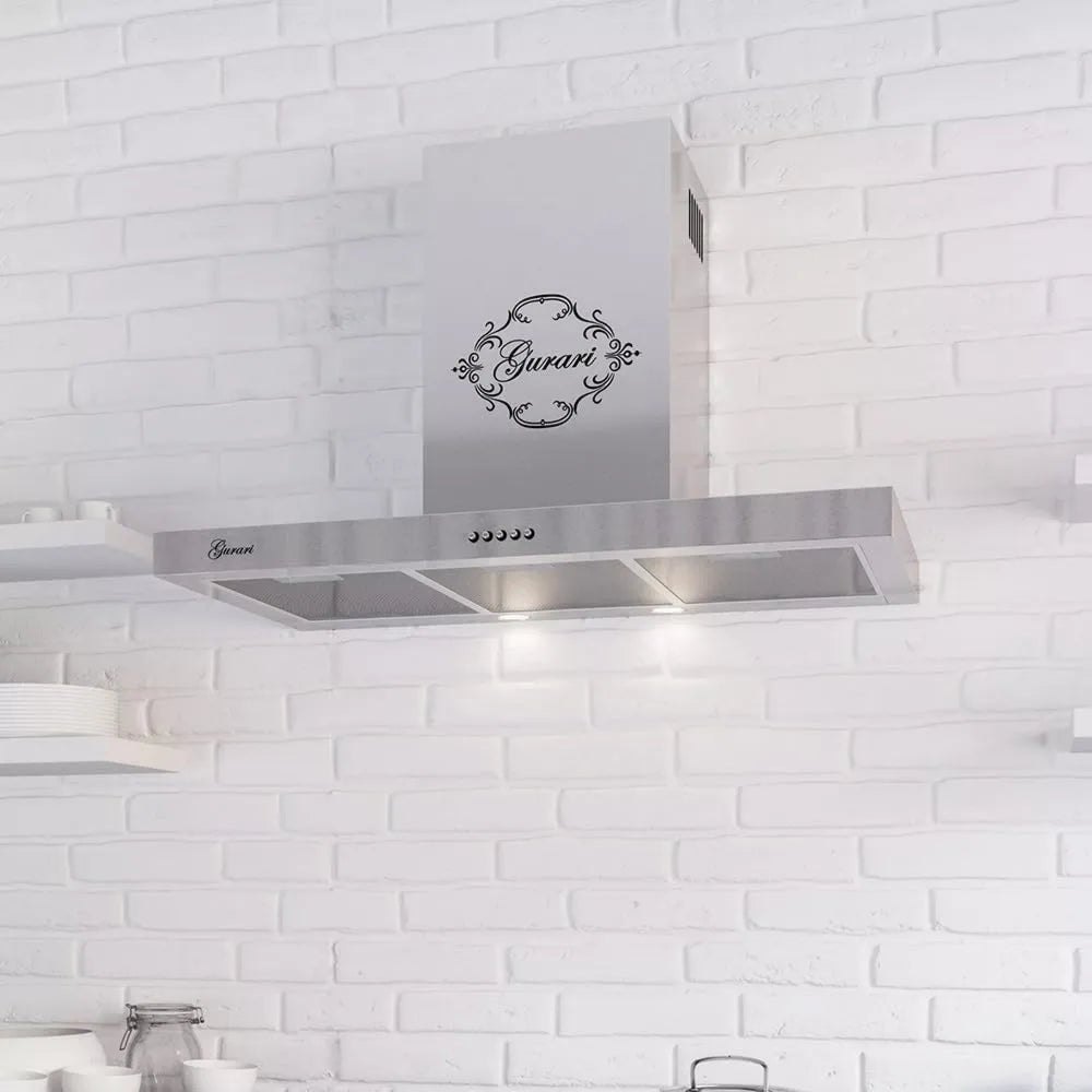 Gurari okap kuchenny, 90 cm, 1000 m3 / h, 3 prędkości, montaż ścienny, stal nierdzewna, LED, h • Okap ścienny Luksusowy producent Guri • 3 m3/h