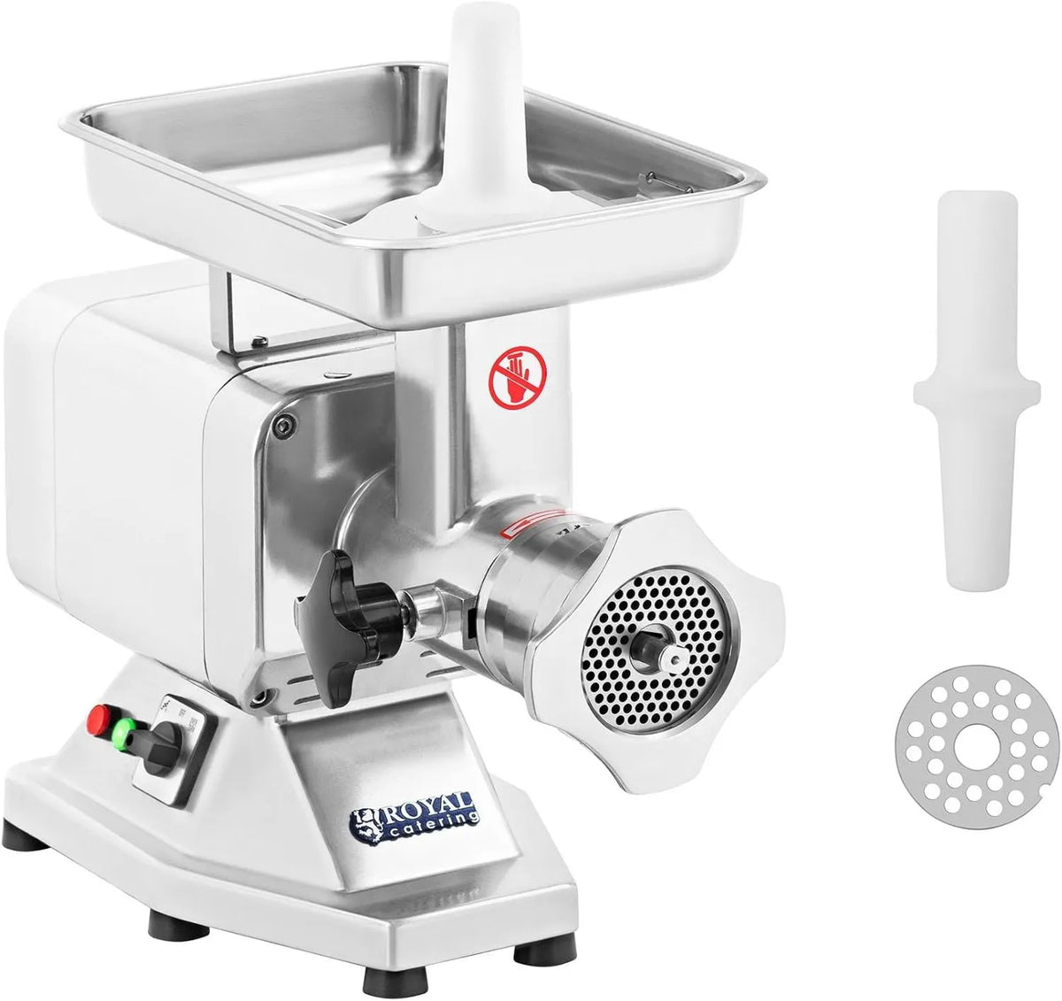 Royal Catering Maszynka do mięsa ze stali nierdzewnej, 220 kg, 1100 W, 4,5 mm, 36 x 16, 4 tarcze perforowane 36 x 16/8/4,5 mm