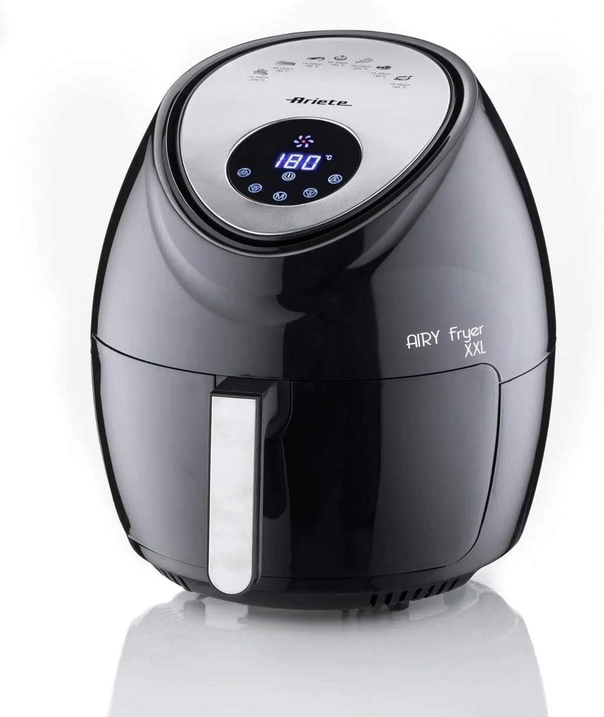Ariete frytkownica beztłuszczowa, XXL 4618, 7 l, 1800 W, dotyk, 60 minut licznik czasu, wyświetlacz LCD, czarny, maksymalna temperatura 200°C, pojemność 2