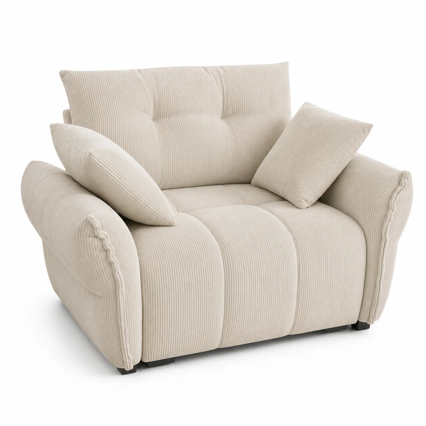 Sofa Sztruksowa Beżowa z Poduszkami 120 cm