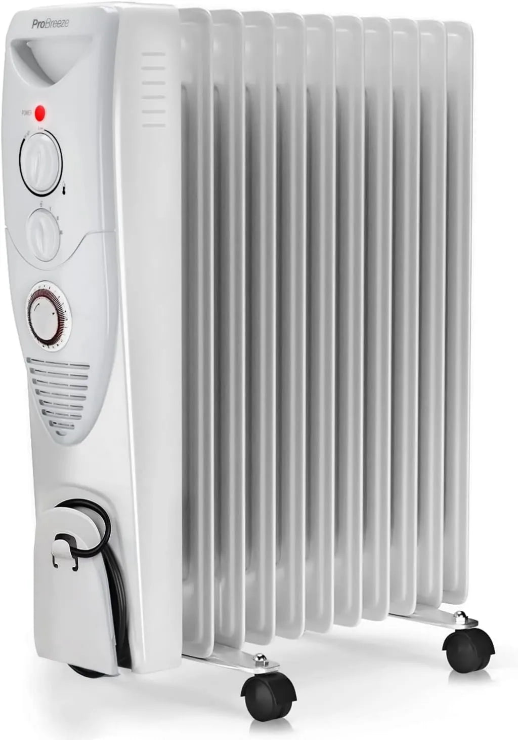 Pro Breeze grzejnik elektryczny, Elektryczny grzejnik, 2500 W, przenośny, licznik, Regulowany termostat, 3 poziomów ciepła, 11 elementów