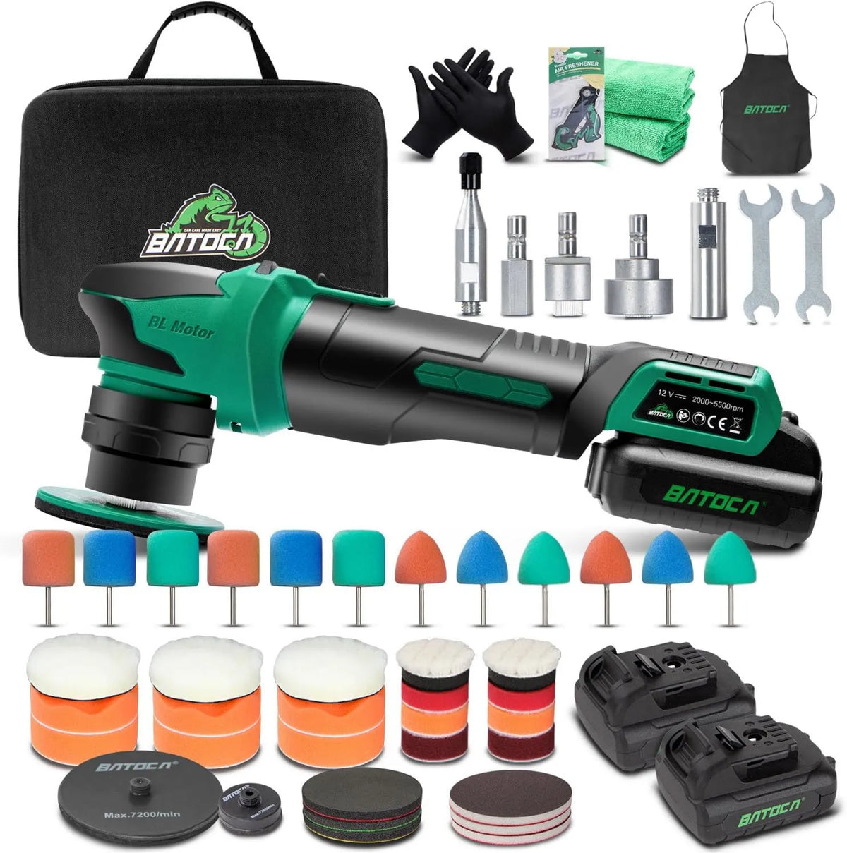 BATOCA, Prostownica do włosów, 12 V, 2.5Ah 25 mm / 75 mm, S4 Wipeless Mini profesjonalny, 2000- 5500 obr./min 25 mm/75 mm 2000-5500 obr./min