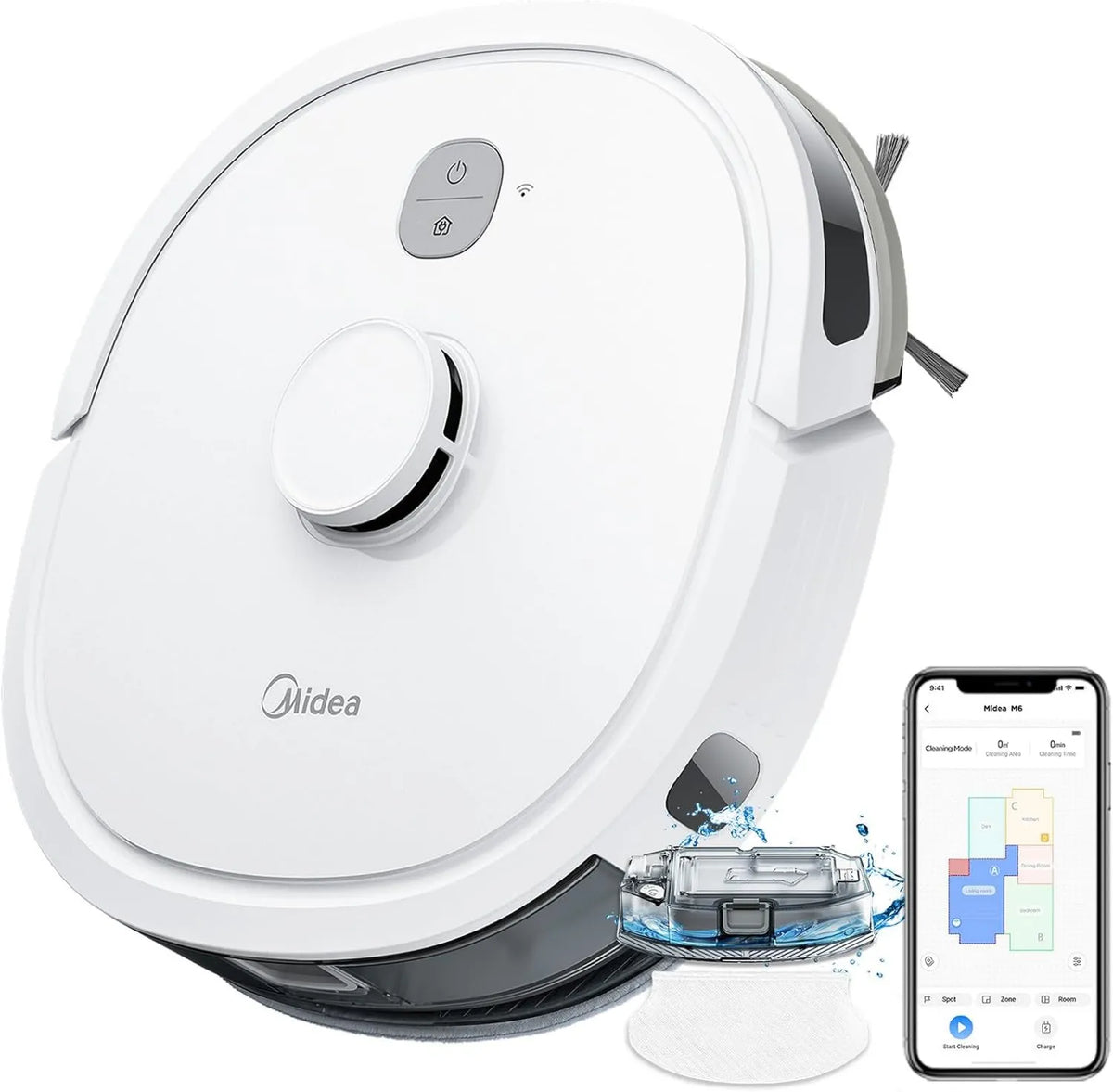 Midea robot sprzątający, Odkurzacz 140min, WiFi, Alexa / WiFi / APP / Kontrolowane Telekomunikacja, 2000Pa, z czas pracy