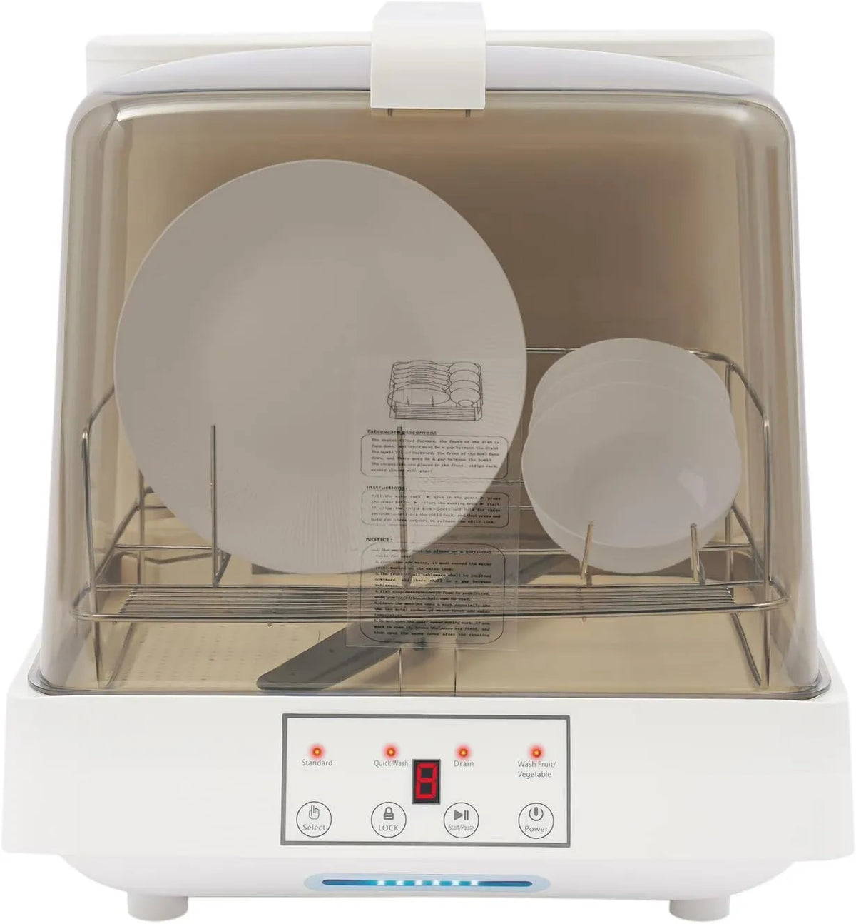 DAHAD zmywarka kompaktowa, Zmywarka, 95 l, 800 W, duży zbiornik, kemping, 3 tryby czyszczenia, 800 W zmywarka do naczyń ze stołem z 7 zbiornik wody