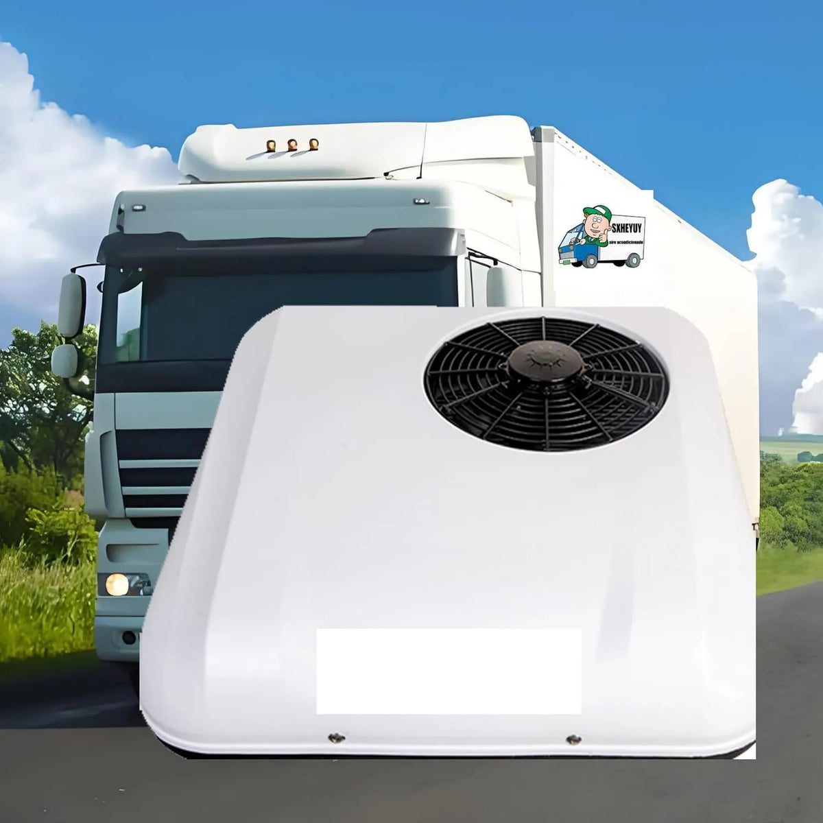 SXHEYUY, Ultra- Mince Samochód Dach Klimatyzator 12 V/24 V, 12 V, 12 V / 24 V, Biały