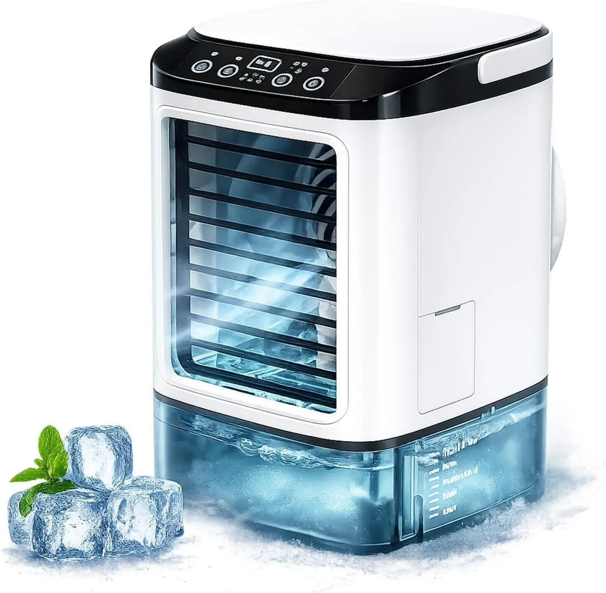 Générique, Klimatyzator, Duży zbiornik, Cichy, LED 7 Kolory i zbiornik 900 ml, 1pc, 4 prędkości, z lodu foremka, Nawilżanie, Odświeżacz powietrza