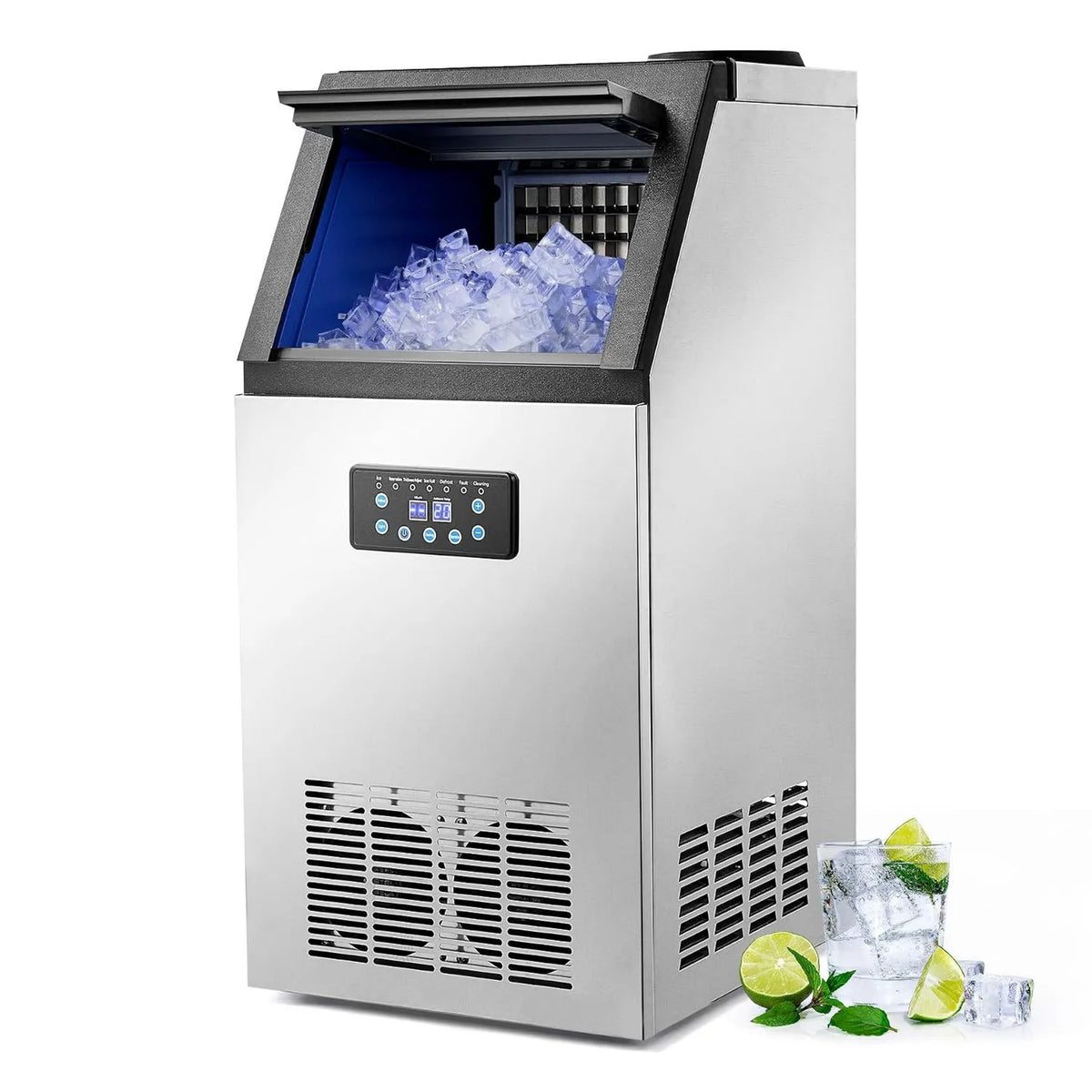CREWORKS kostkarka do lodu, 480 W, 58 kg / 24h, LCD ekran, profesjonalny, restauracja 58 kg/24h