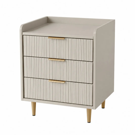 Szafka nocna MDF trzy szuflady Beżowa 45x35x60 cm