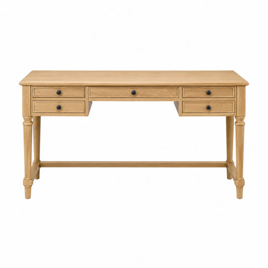 Biurko drewniane dąb naturalny z szufladami 150x75x60 cm