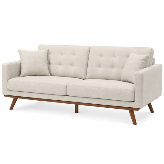 Sofa trzyosobowa lniana beżowa 200cm