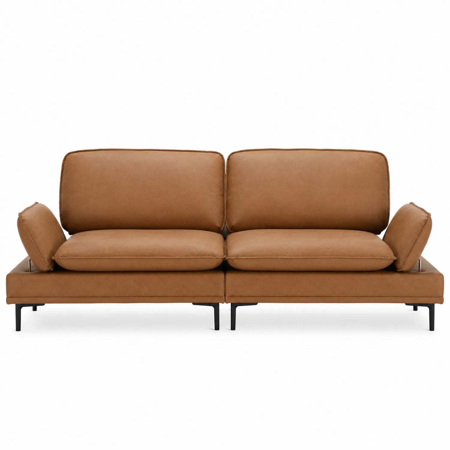 Sofa dwuosobowa z brązowej skóry PU 200cm