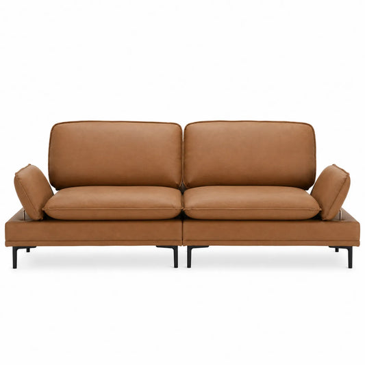 Sofa dwuosobowa z brązowej skóry PU 200cm