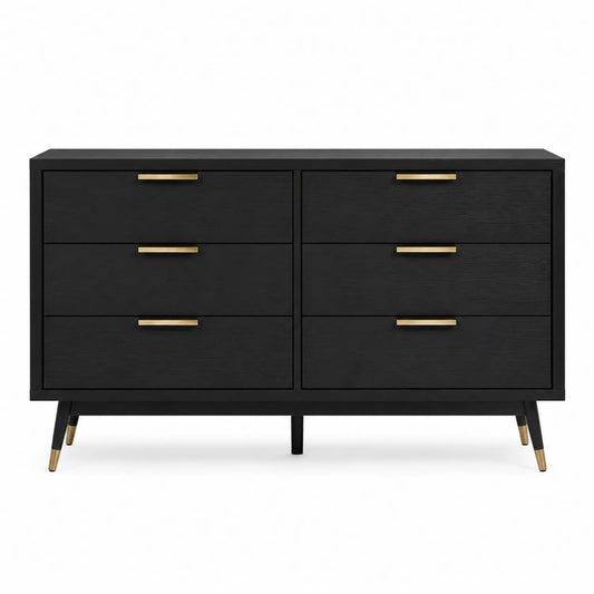 Komoda drewniana z szufladami czarna 120x40x80 cm