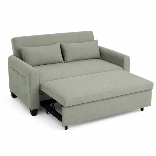 Sofa rozkładana z poliestru zielona z funkcją spania