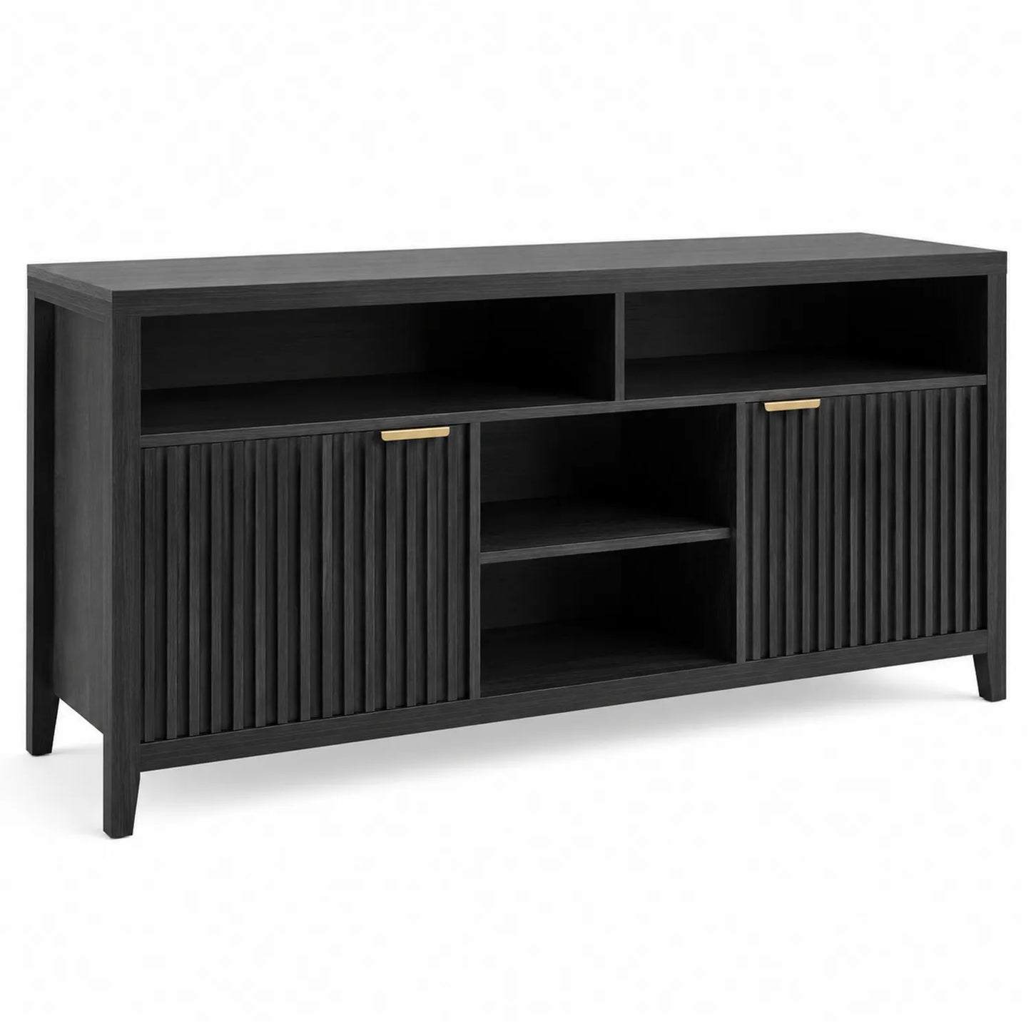 Czarna Szafka RTV z Drewna 140x40x60 cm
