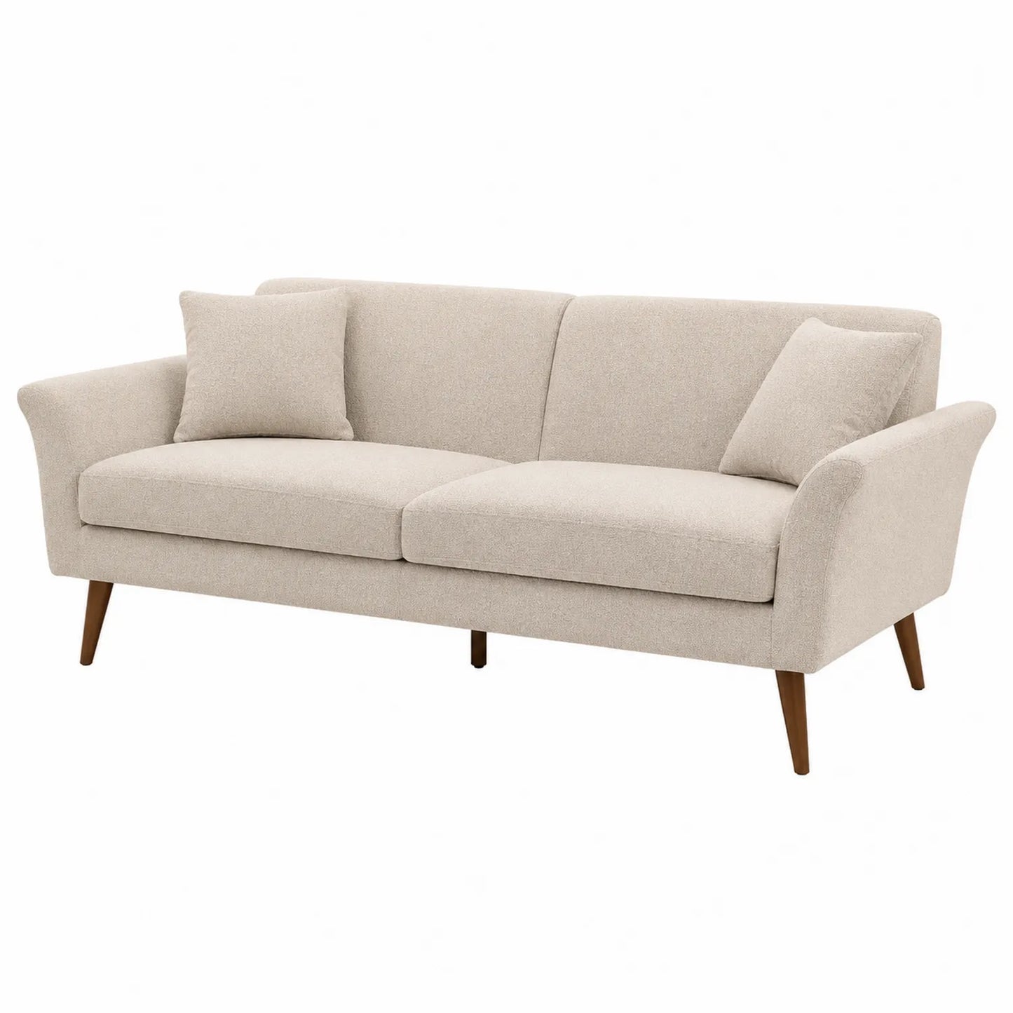 Sofa trzyosobowa tkanina poliester beżowa 200cm