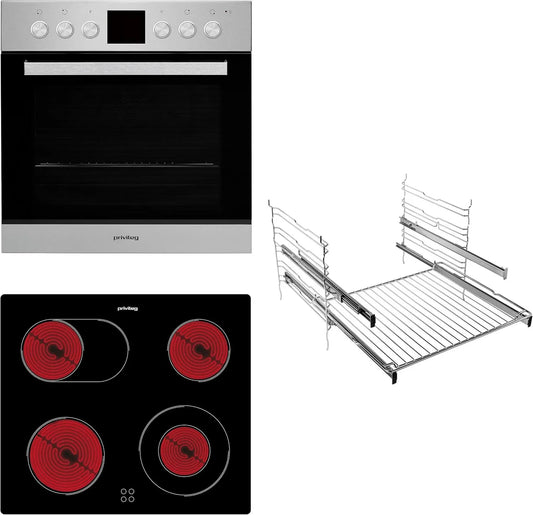 PRIVILEG piekarnik do zabudowy, Naczynia kuchenne z piekarnikiem, 60 cm, 5 programów, Przywilej PV520, 2 poziomów, Zestaw IN, Przywilej Zestaw PV520 IN - Wielofunkcyjny piec do grzania