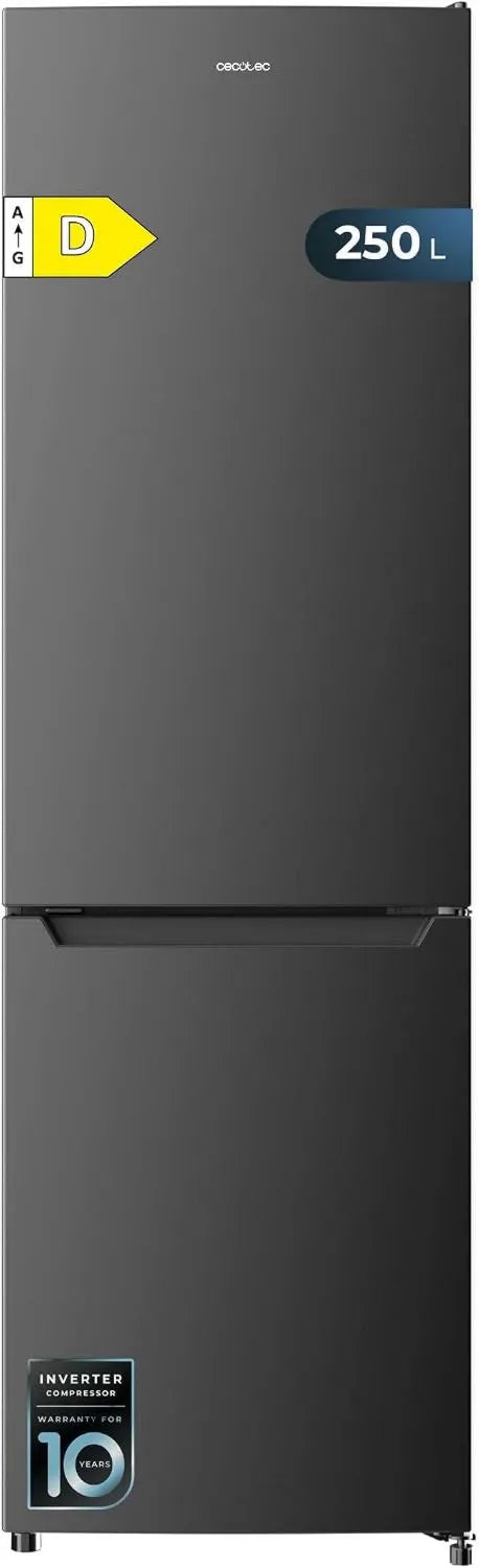 Cecotec kompresor, 250 l, No Frost, technologia No Frost, odwracalne drzwi, Bolero CoolMarket Combi 250 Dark D. Pojemność 250 l, sprężarka inwerterowa