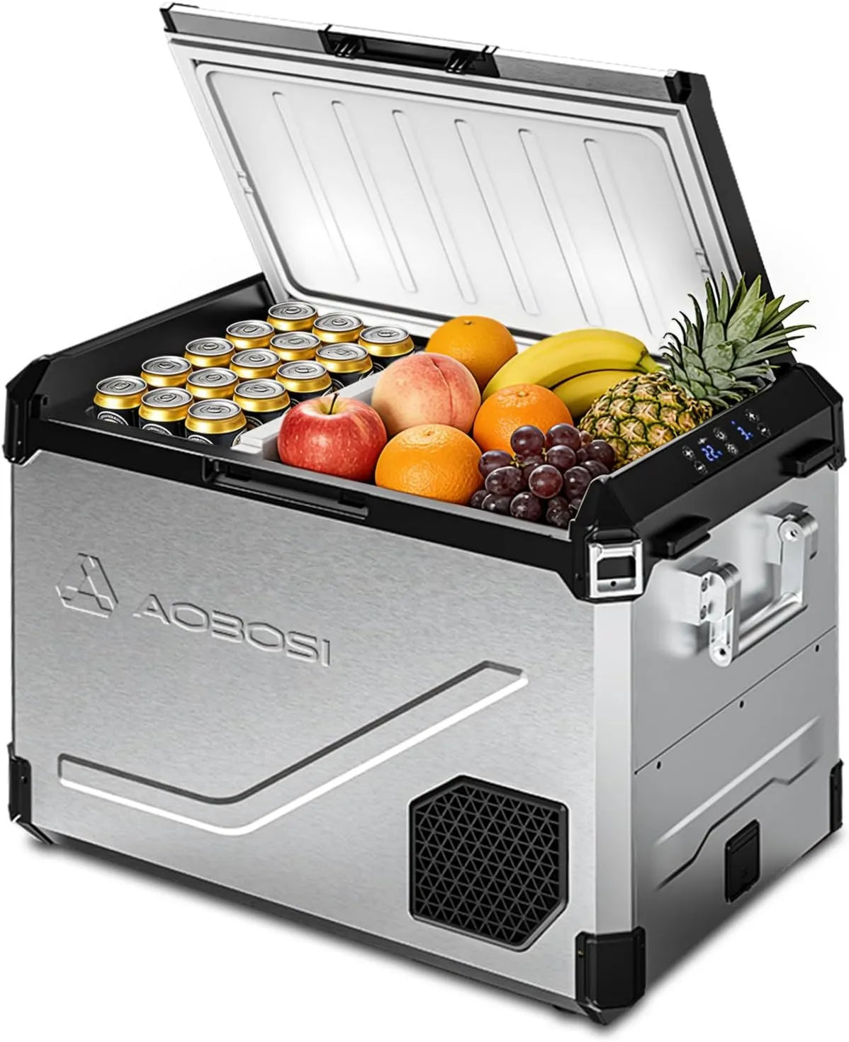 AAOBOSI minilodówka, Produkt ze stali nierdzewnej, 60 l Glaciere kompresji, z APP, Double Zone, Sprężarka -20°C w 20°C, 12 V 24 V 230 V AC, Sterowanie przez APP