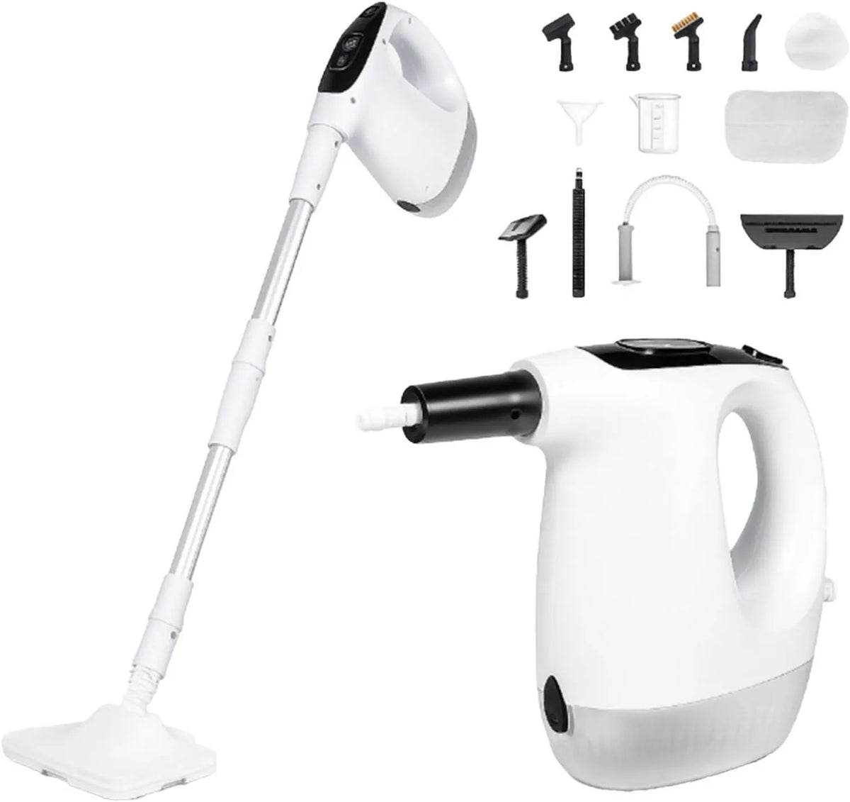 Szczotka do odkurzacza, 1200 W, 500 ml, funkcja pary, Ręczna myjka parowa, przenośna myjka parowa 2 w 1, 3 poziomy pary