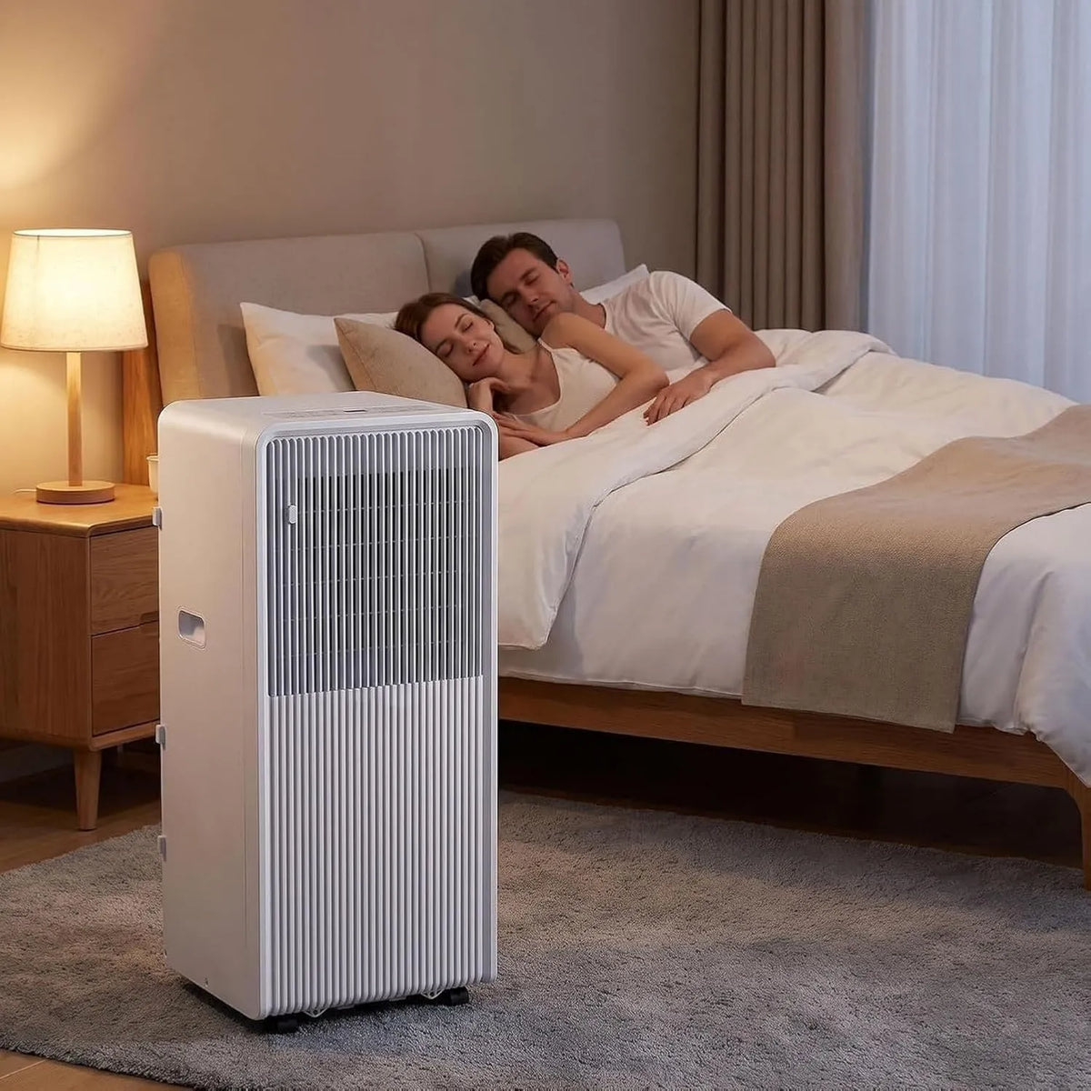 HUGGWRT, Klimatyzator 24H, minutnik, 10000 Btu, 2 Wentylatory prędkości, 3 Mody, klimatyzator przenośny 12000 BTU z zdalnym sterowaniem, tryb nocny, zestaw okien