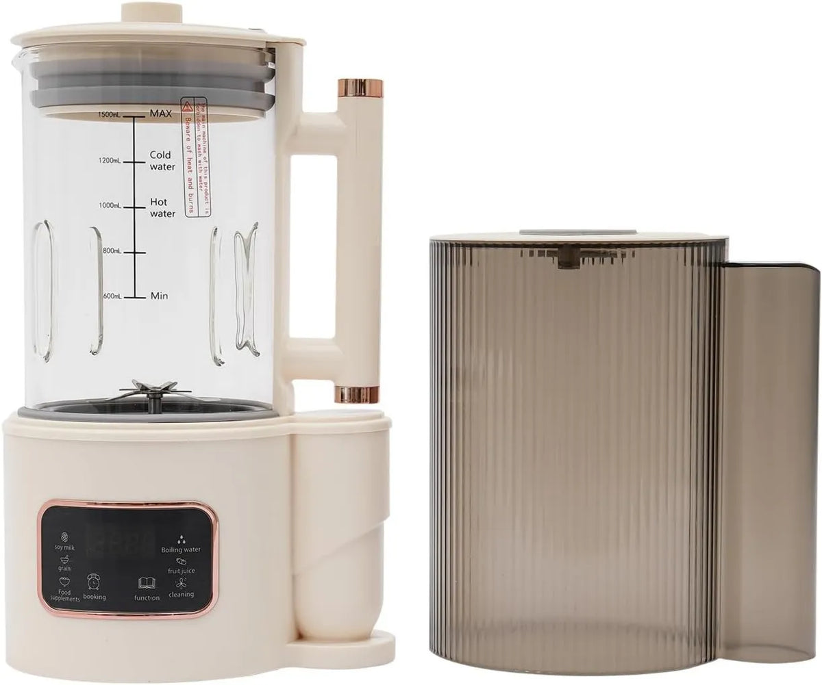 SuhoFutus spieniacz do mleka, Maszyna do mleka, maszyna do mleka roślinnego i mleka orzechowego, 48 dB, 1500 ml, zegar, tłumik, funkcja grzewcza, drewno