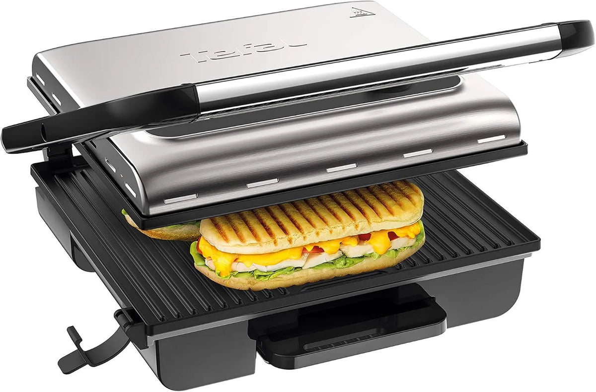 Tefal, GC242D40 Grill, grill panini i croque- monsieur, 2000 W, termostat, 3 poziomów, czarny