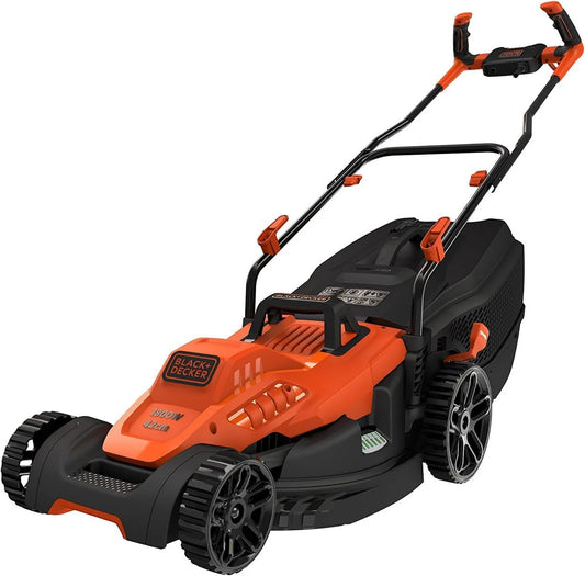 BEMW481BH kosiarka, 1800W, 42 cm, BLACK+DECKER, Elektryczna kosiarka do trawy, szerokość cięcia 42 cm, uchwyt rowerowy, worek na odpady 50 l