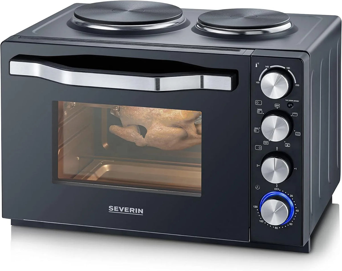 Severin mini piekarnik, Piec elektryczny, 30 l, 500 W, licznik czasowy, stal nierdzewna, czarna, DO 2074