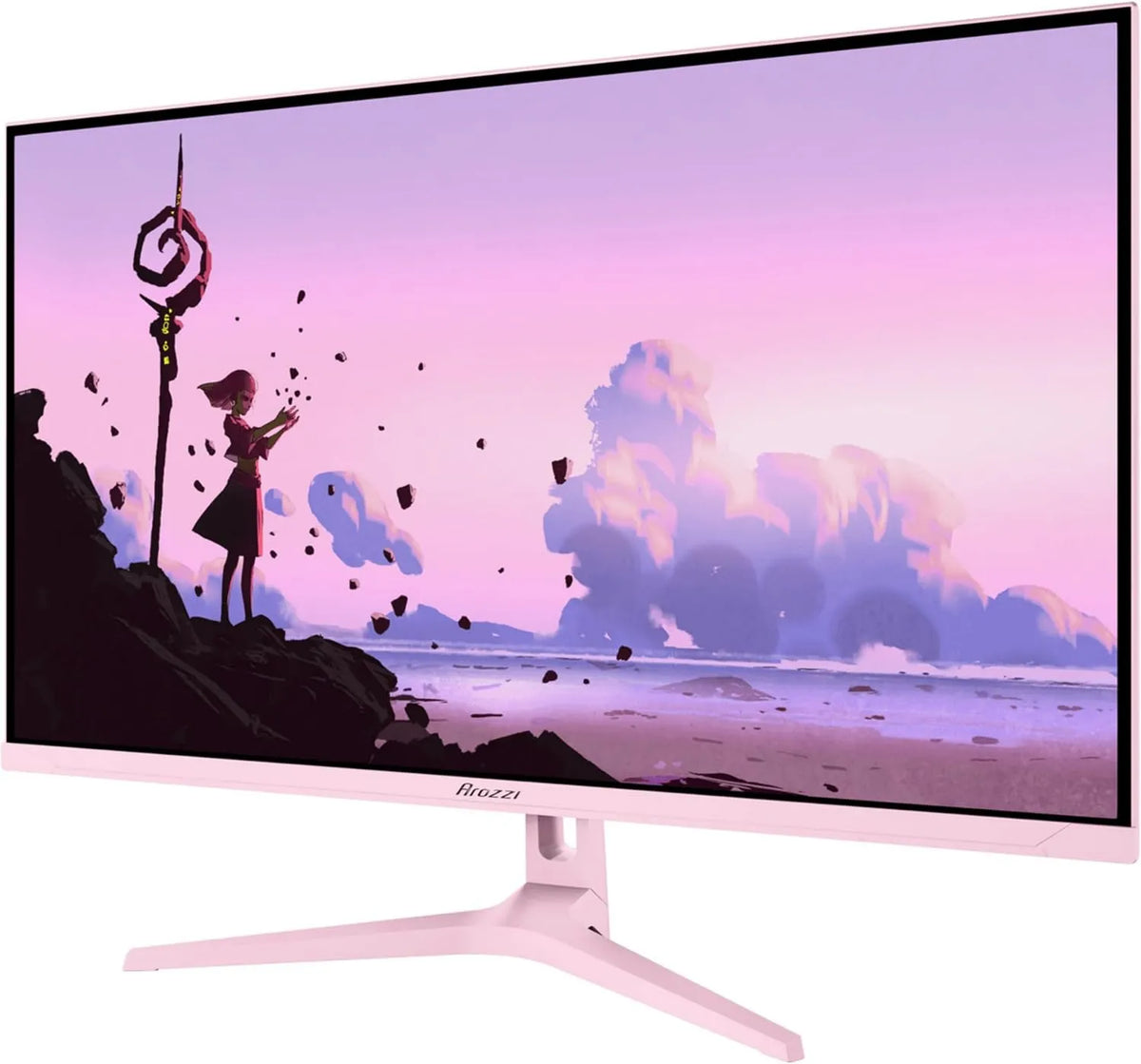 Arozzi monitor komputerowy, model 1440p, HDR10, Nova Gamer 32 Inch screen 180 Hz QHD Pink, 100% sRGB, Adaptive Sync, bez migotania, PC i konsola kompatybilna
